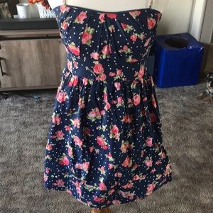 Navy and floral mini dress